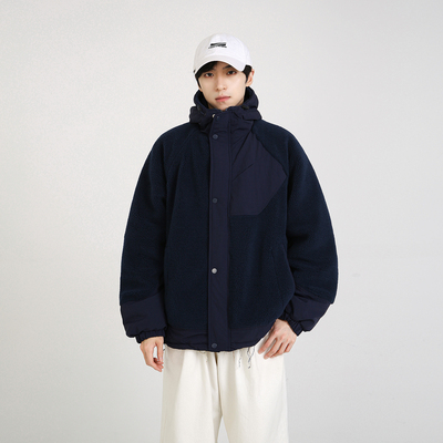 NineteenAutumn冬季美式复古冬季羊羔绒外套男女同款保暖连帽棉衣