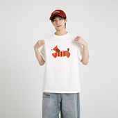 2025夏季 T恤男女同款 新款 重磅260g腊肠狗印花宽松短袖 美式 十九秋