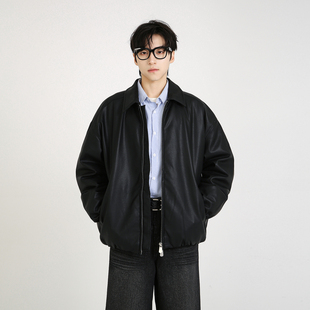 NineteenAutumn皮衣羽绒服基础百搭经典 90绒翻领外套 潮牌痞帅短款