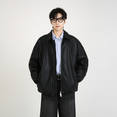 NineteenAutumn皮衣羽绒服基础百搭经典潮牌痞帅短款90绒翻领外套