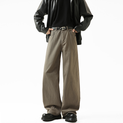 NineteenAutumn 新款2025宽松极简基础咖色牛仔裤潮流百搭直筒裤