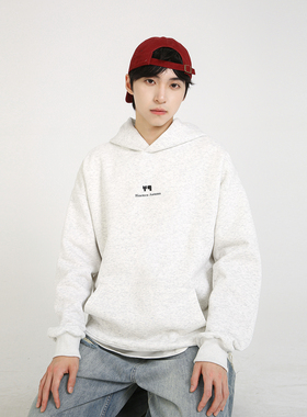 NineteenAutumn美式潮牌重磅无帽绳套头卫衣宽松情侣款连帽衫男女