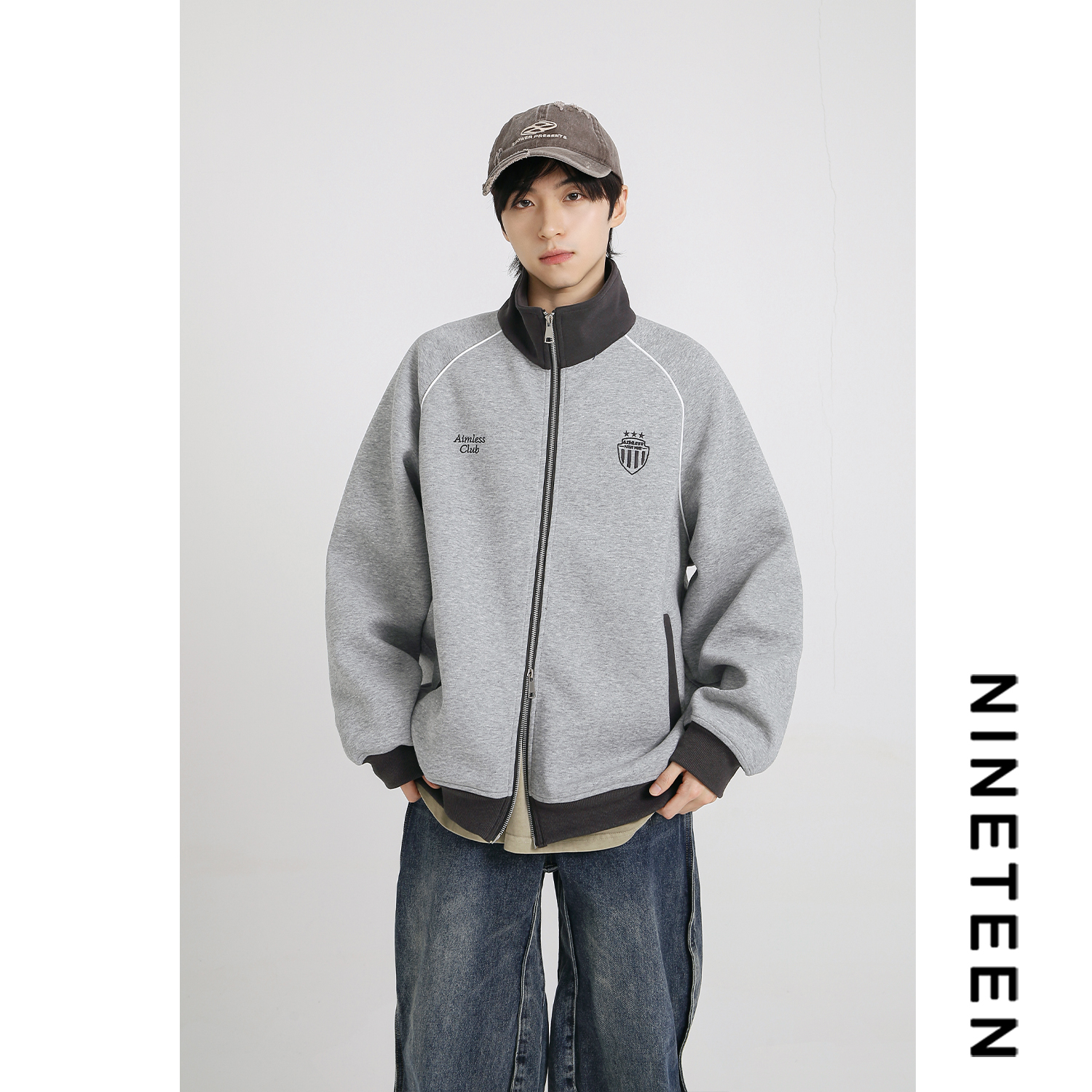 复古潮牌立领运动卫衣