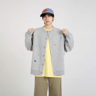 毛衣趣味学生针织衫 男女 开衫 NineteenAutumn秋冬圆领单排扣长袖