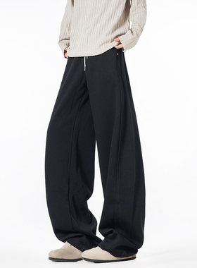 NineteenAutumn美式高街宽松直筒弯刀休闲裤男女同款日系复古卫裤