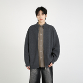 NineteenAutumn 外套 毛衣复古慵懒风立领针织衫 男士 基础宽松开衫