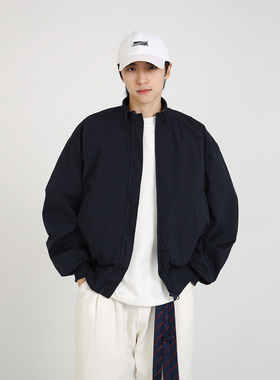 NineteenAutumn 廓形潮牌美式短款夹克宽松飞行员简约薄款外套男