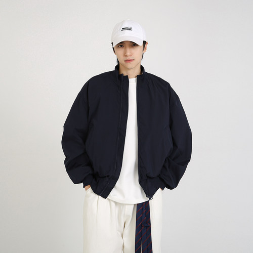 NineteenAutumn 廓形潮牌美式短款夹克宽松飞行员简约薄款外套男