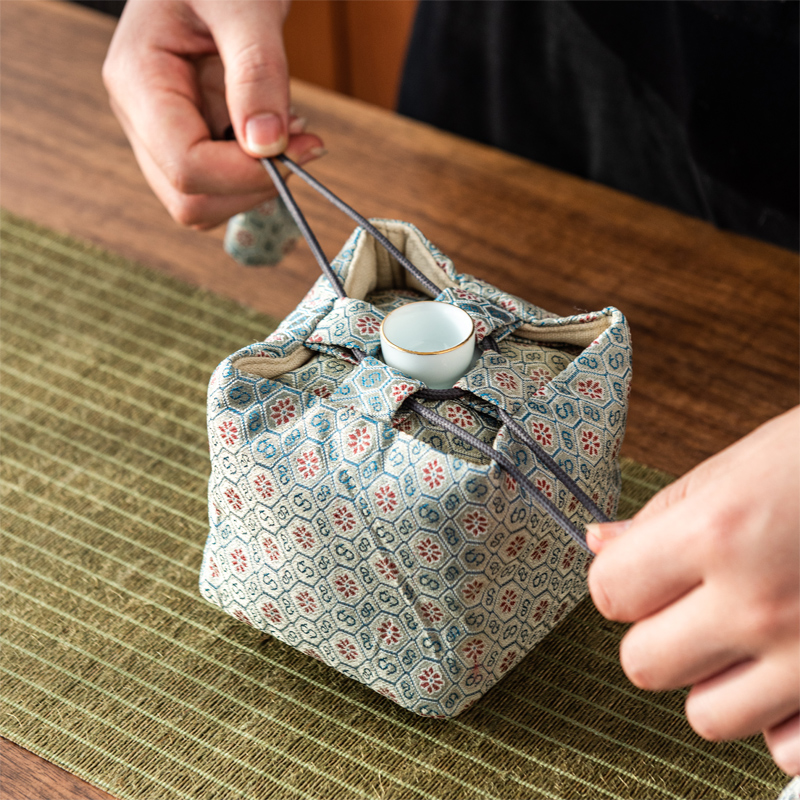棉麻盖碗收纳包便携户外茶具茶壶主人杯快客杯旅行布包防撞防护袋