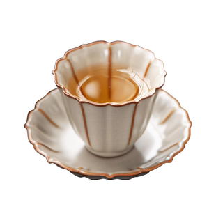汝窑陶瓷主人杯茶杯家用茶具品茶杯饮茶喝茶待客茶杯茶盏杯垫杯托