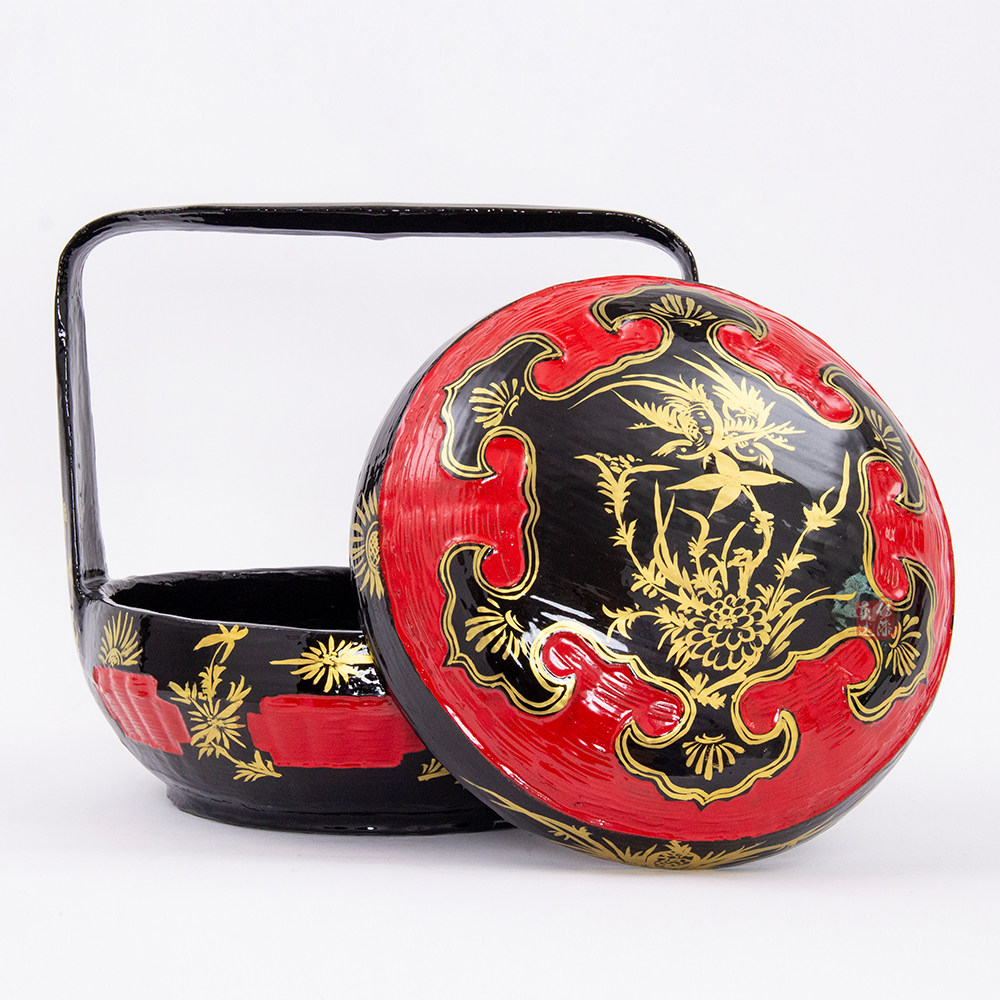 传漆艺述永春漆篮手绘大漆手工竹编闽南嫁娶婚庆烧香篮子拜拜篮子