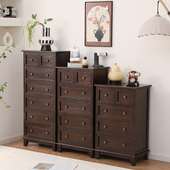 欧式 包邮 实木斗柜简约橱柜多层边柜客厅收纳抽屉胡桃色阳台置物柜