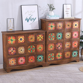 柜斗柜实木多层橱客厅装 美式 简约收纳柜复古柜子储物柜彩绘鞋 饰柜