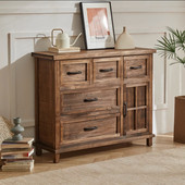 美式 餐边柜实木斗柜做旧玄关收纳柜客厅储物柜子复古茶水边柜整装