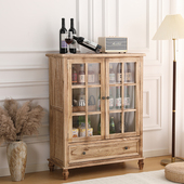 中古餐边柜实木斗柜带门厨房柜子家用小酒柜客厅置物架靠墙储物柜