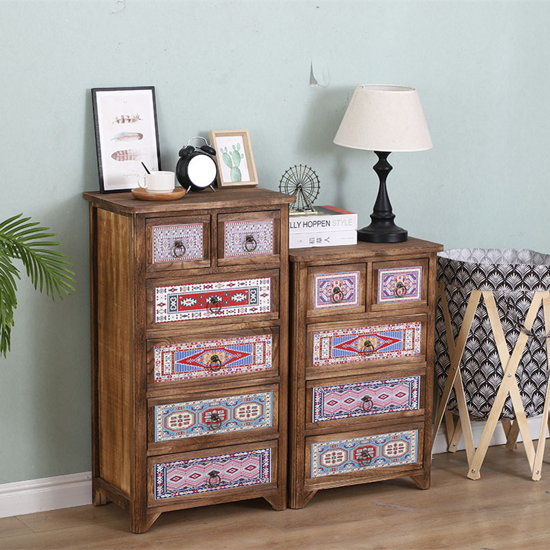 原木收纳柜多功能斗柜ins床头柜