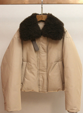 深圳南油高端女装冬季新款法式复古可拆卸毛领宽松百搭羽绒外套女