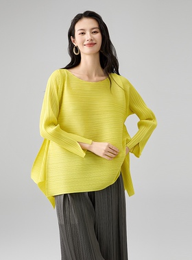 2025 新款法式轻奢高级感褶皱不规则拼接t恤大码宽松高弹力休闲女