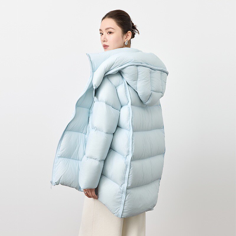 白鹅绒2025冬新款连帽羽绒服