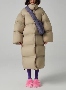 2025冬季新款长袖纯色韩版百搭保暖羽绒服长款过膝面包服厚外套女