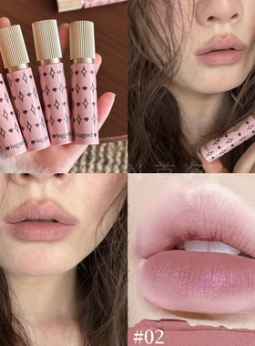 暗黑哥特小众灰紫haggard唇泥唇釉紫色偏光细闪清冷感天花板