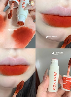 秋冬显白胡萝卜橙红色 太显白into you唇泥em06唇釉秋冬em10