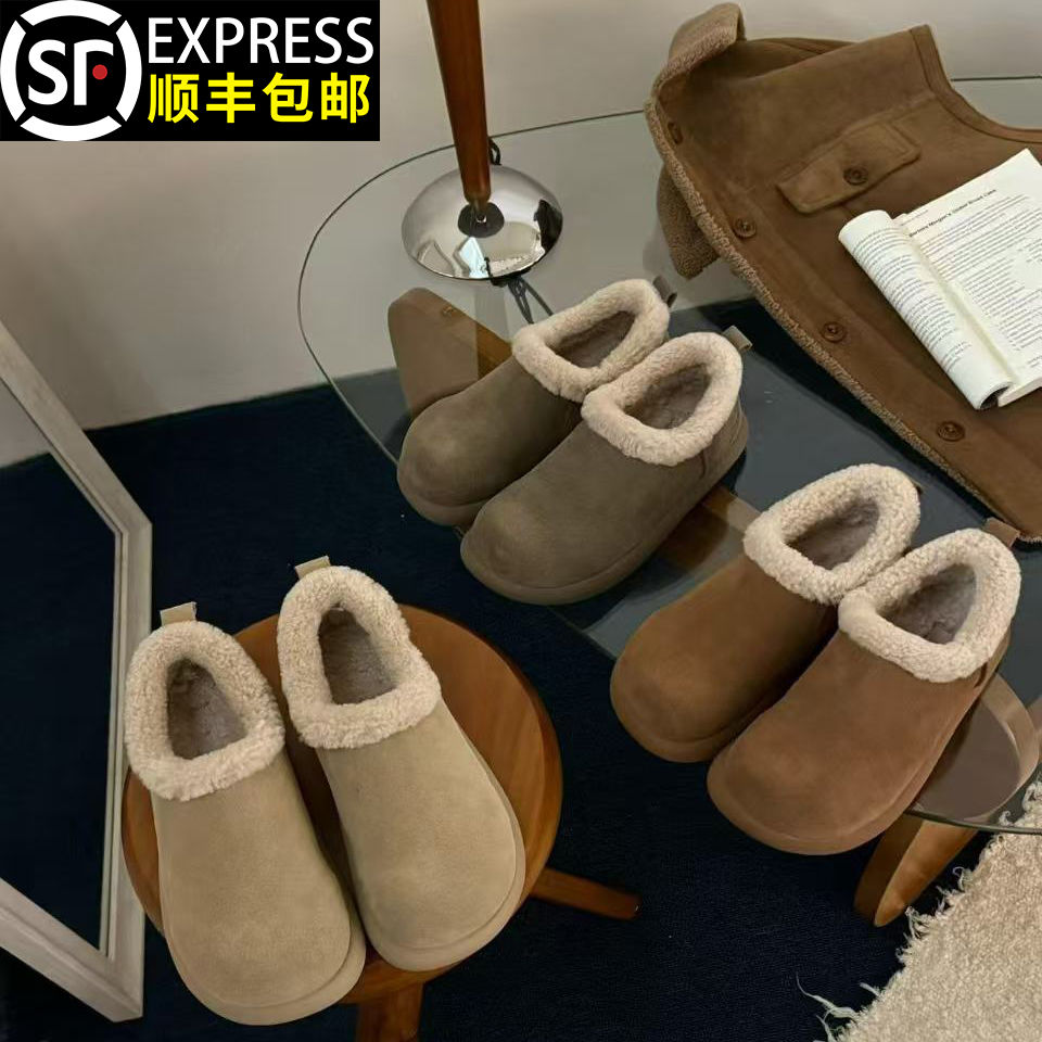 小土豆勃肯鞋女款2025新款冬季加绒加厚保暖一脚蹬雪地棉鞋子女鞋