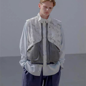 不退 大理石纹户外机能休闲马甲25春夏 日单