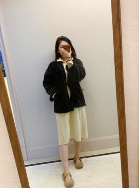 不退换 日单 manas**sh 女士和服外套 毛毛搭扣外套