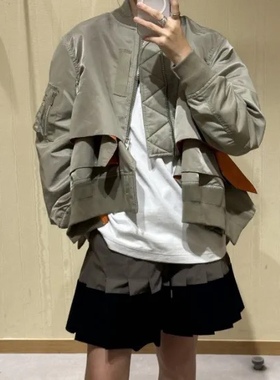 日单 saca* 女士立体剪裁 个性拉链拼接飞行夹克衫23新款