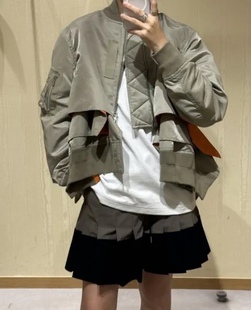 saca 23新款 女士立体剪裁 拉链拼接飞行夹克衫 个性 日单