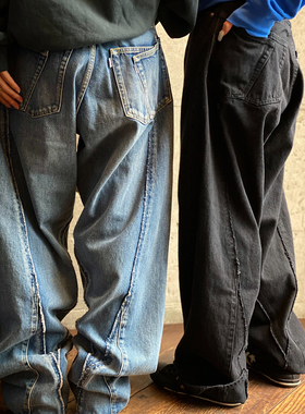 日单 oldpar克 男女同款后片拼接水洗做旧椎板牛仔裤 24秋冬