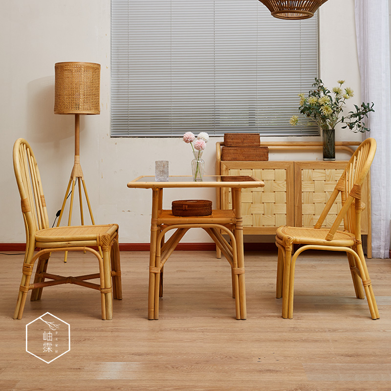 藤编桌小户型简约玻璃