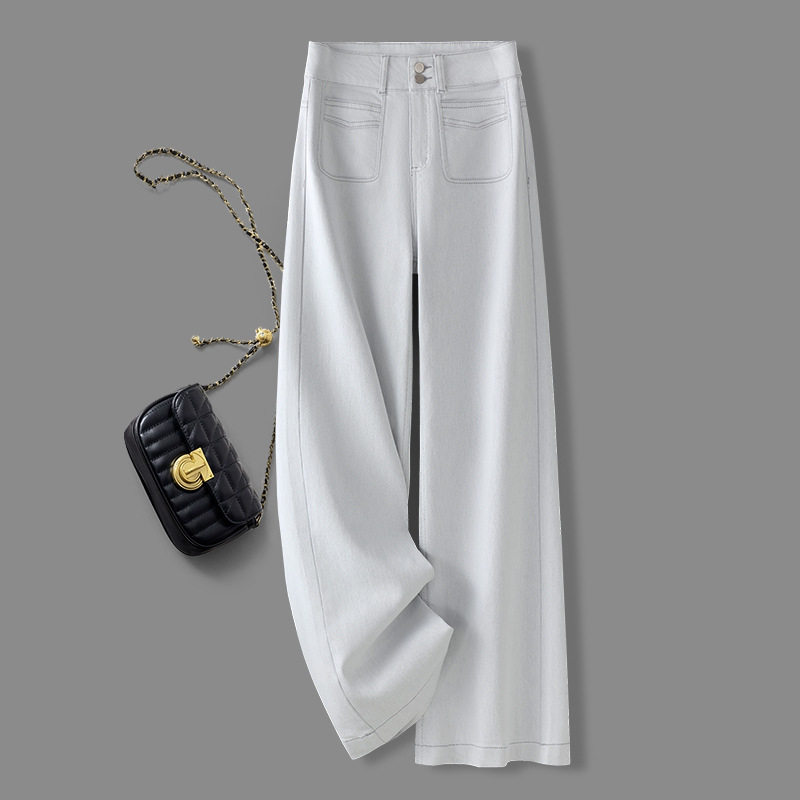 轻奢灰白色牛仔阔腿裤女春新款2026复古时尚潮流设计感直筒裤,女装/女士精品,牛仔裤,淘宝优惠券,粉丝福利购,淘宝优惠卷