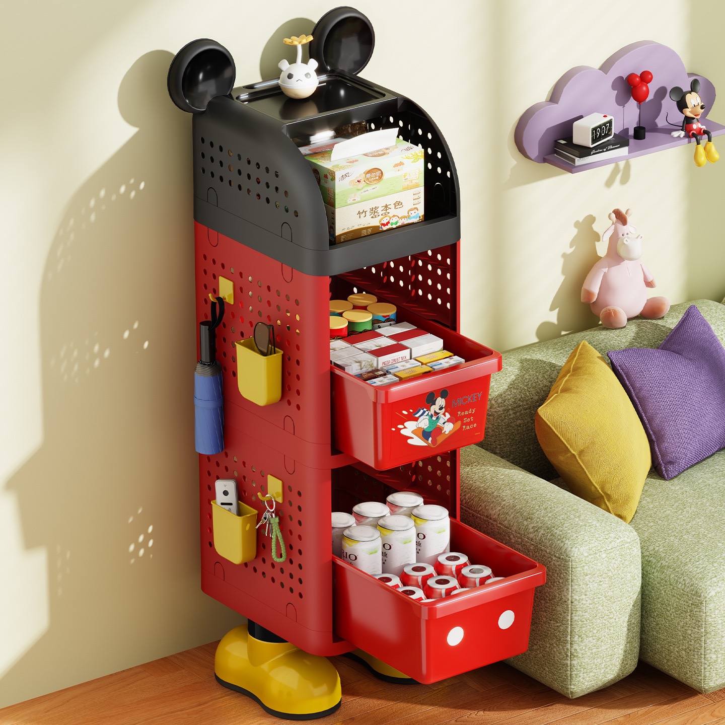 书架儿童绘本架零食玩具小推车收纳储物架多层可移动多功能置物架