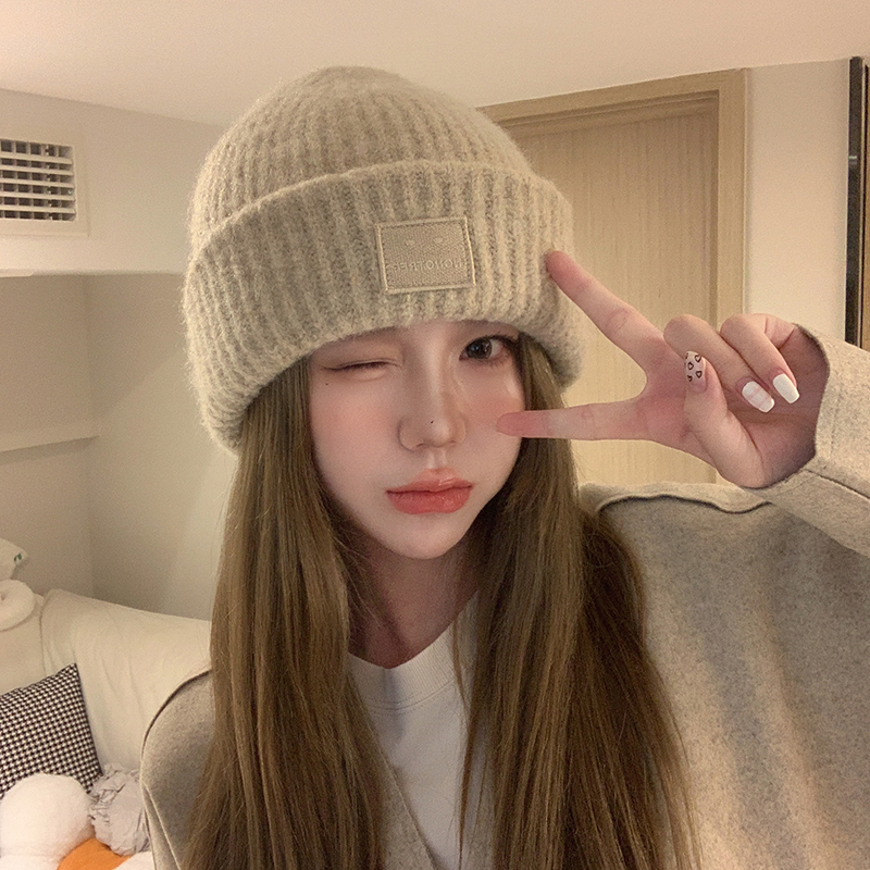 KARAYA秋冬保暖大版笑脸毛线帽