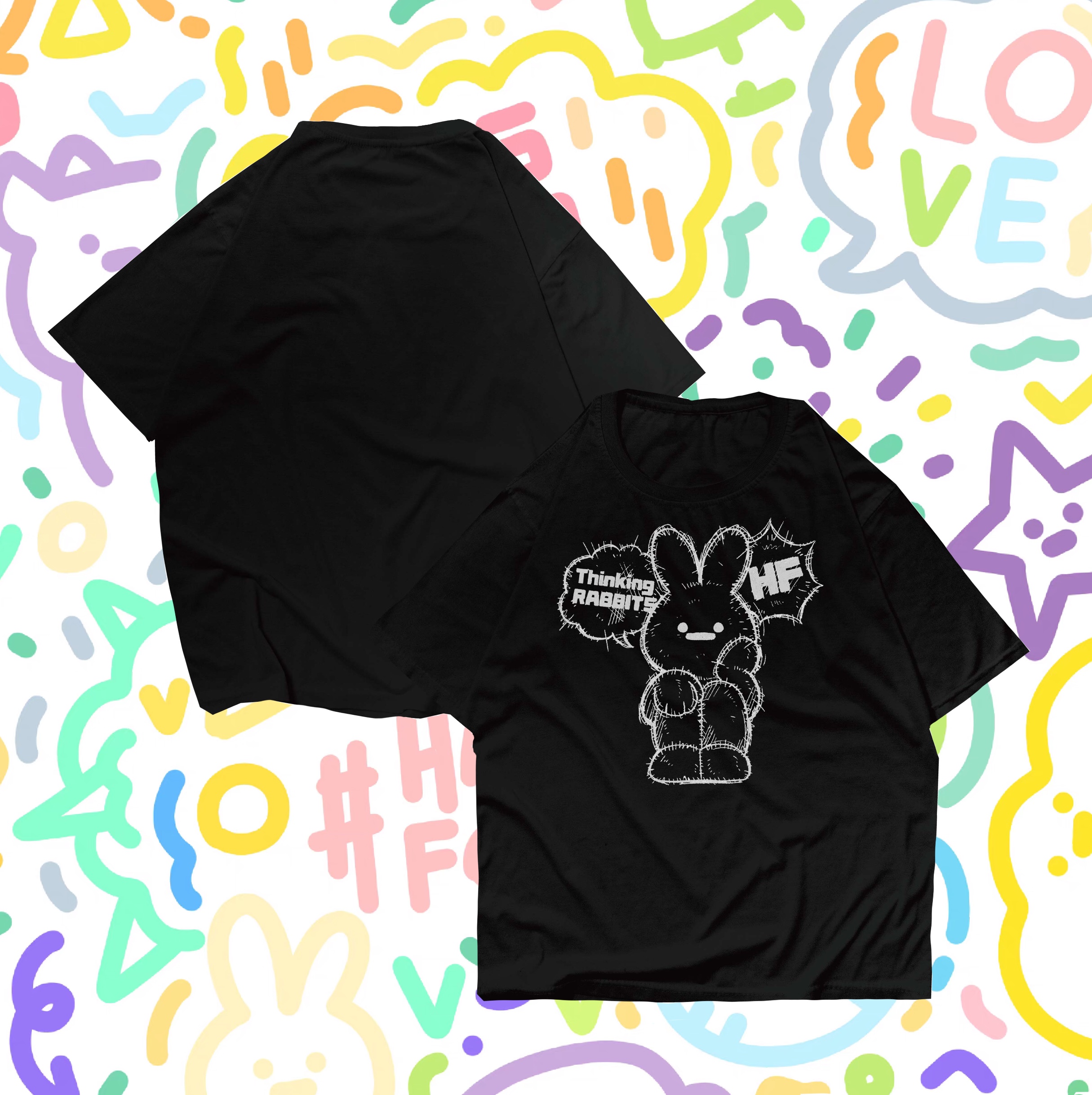 托腮T恤情侣思考兔子宽松小众