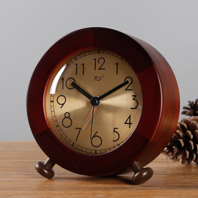 tqj桌面静音实木小闹钟