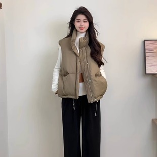 微喇牛仔裤 2024秋冬新款 羽绒马甲女外穿短款 立领T恤休闲裤 女 套装