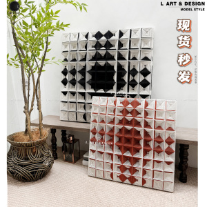 L ART|现代简约立体编织装饰画样板房售楼处沙发客厅过道卧室挂画