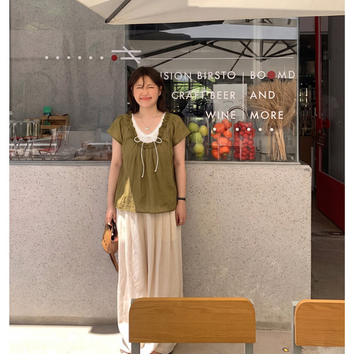Q了个T大码女装微胖mm假两件夏宽松巨好看显瘦天丝高级感减龄上衣