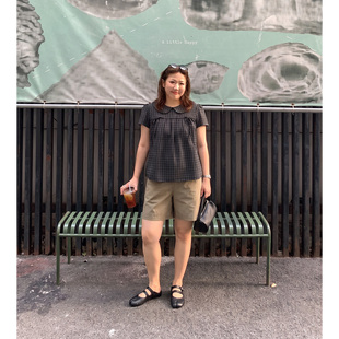 Q了个T重要场合大码女装微胖mm娃娃领短袖衬衫巨好看绝美显瘦上衣