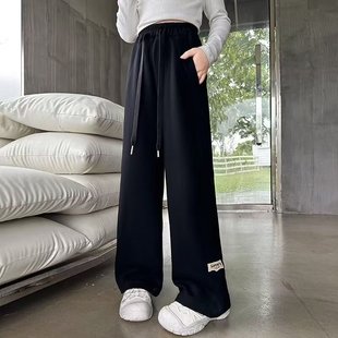 女童裤子春秋款2024新款秋装儿童直筒卫裤秋季女孩运动裤大童窄版