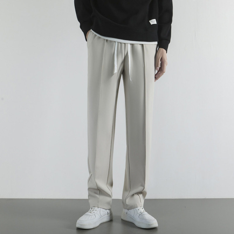 美式高街裤子男夏季薄款黑色休闲裤宽松大码西裤直筒拖地西装裤男