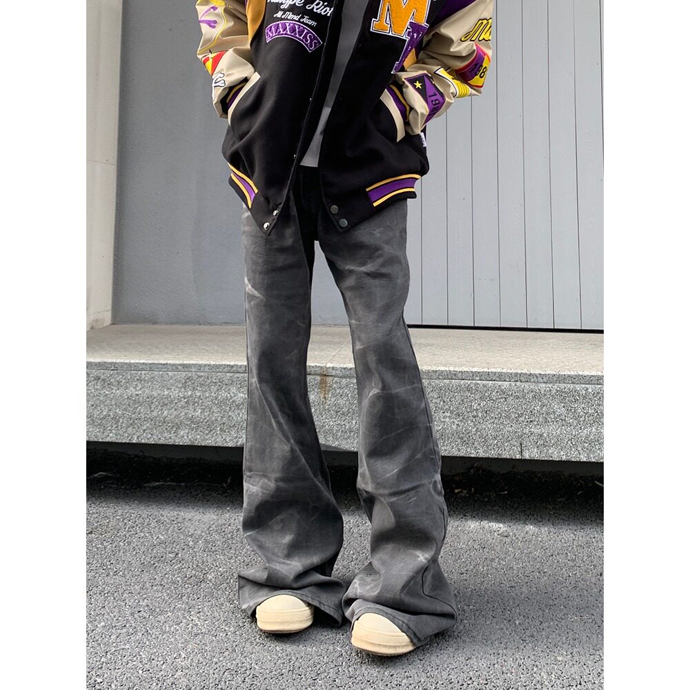 美式街头水洗做旧休闲牛仔裤男春秋直筒宽松百搭高街vibe牛仔长裤