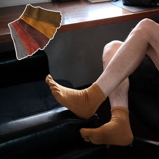 内田五指袜子男女纯棉秋冬款 中短筒袜子棉袜分趾防臭无骨无缝情侣