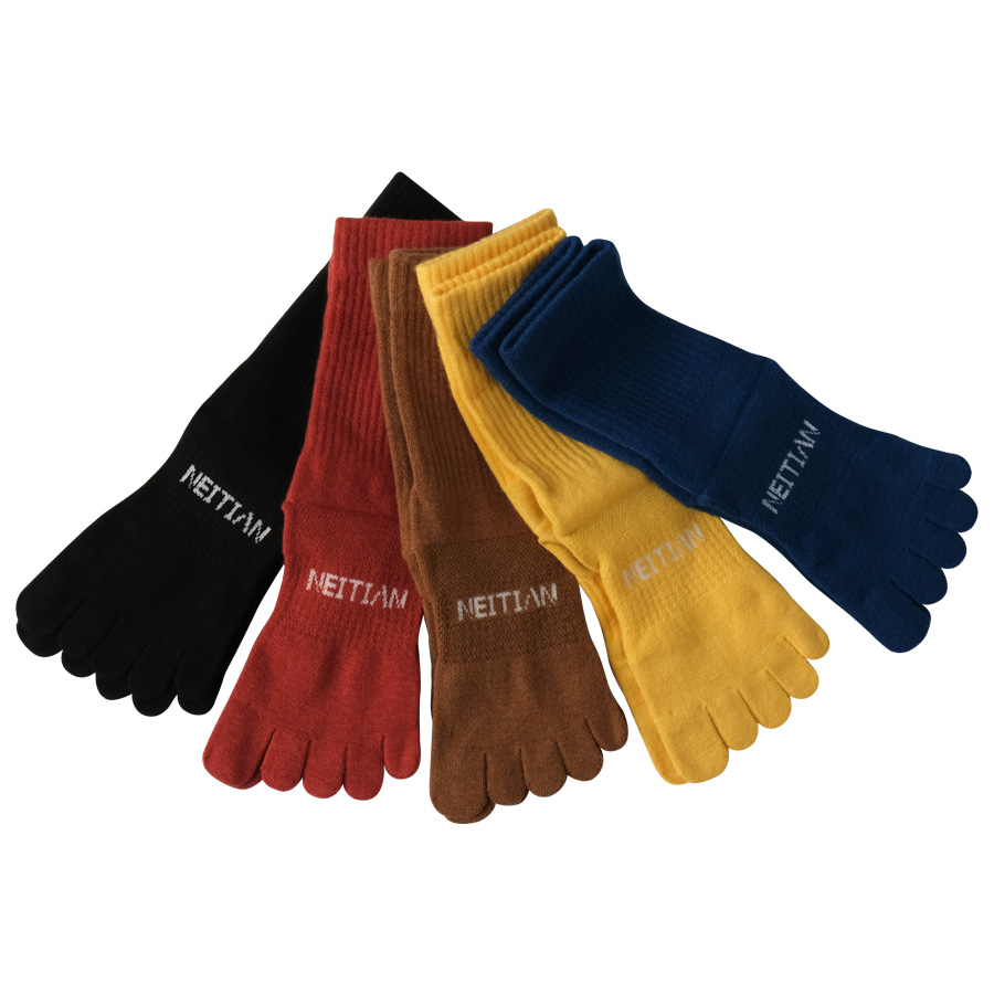 内田羊毛男女情侣中筒五指袜