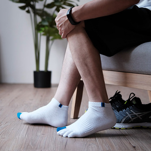 短袜男款 网眼斜格子纯棉五指袜子男薄短筒全棉分脚趾袜子男士