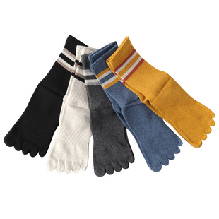 纯棉男士五指袜中筒加厚耐磨保暖防臭男分脚趾高筒吸汗男袜子