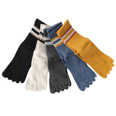 纯棉男士五指袜中筒加厚耐磨保暖防臭男分脚趾高筒吸汗男袜子